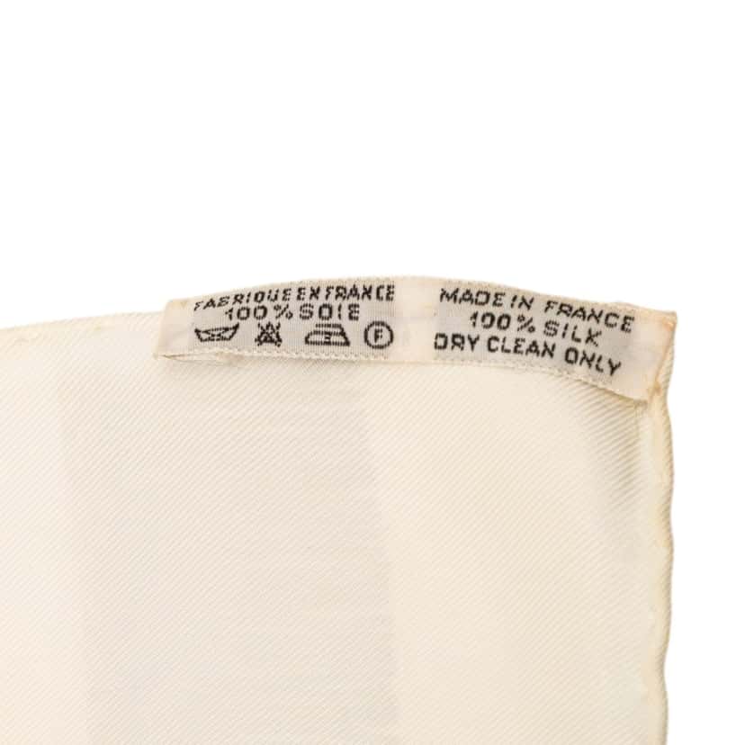 Hermès Poste et Cavalerie Silk Scarf 90 White Very good condition - Back View