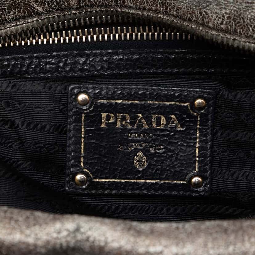 Prada Craquele Leather Studded Satchel Other Leather Very good condition - Box View