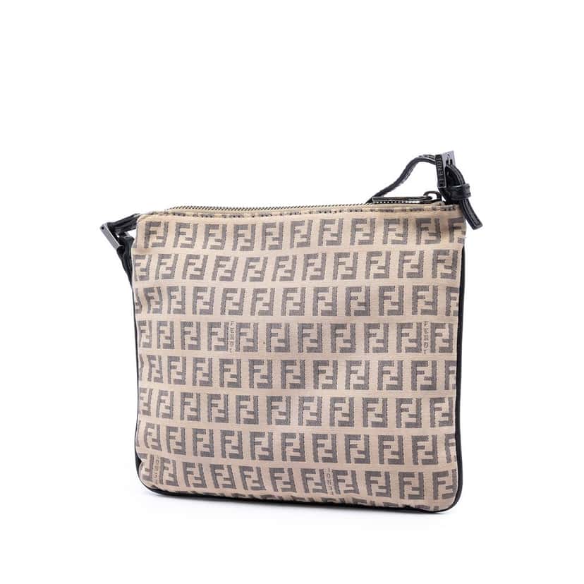 Fendi Zucchino Canvas Crossbody Beige Very good condition - Back View