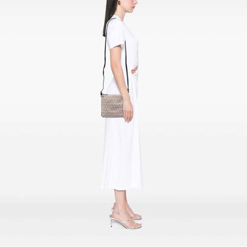 Fendi Zucchino Canvas Crossbody Beige Very good condition - Box View
