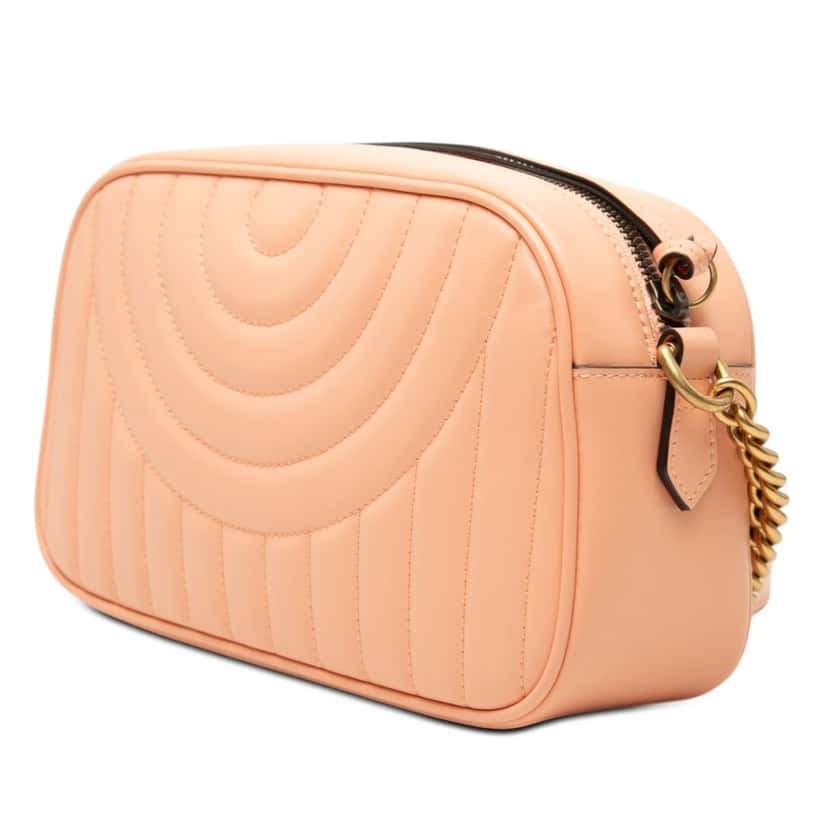 Gucci Small GG Marmont Matelasse Calfskin Vertical Ring Crossbody Orange Leather Very good condition - Back View