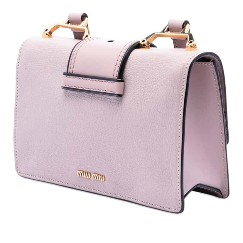 Miu Miu Goatskin Madras Soft Calf Crystal Embellished Crossbody Pink Leather Very good condition - Back View