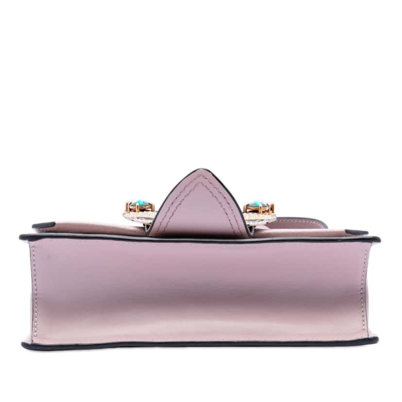 Miu Miu Goatskin Madras Soft Calf Crystal Embellished Crossbody Pink Leather Very good condition - Inside View