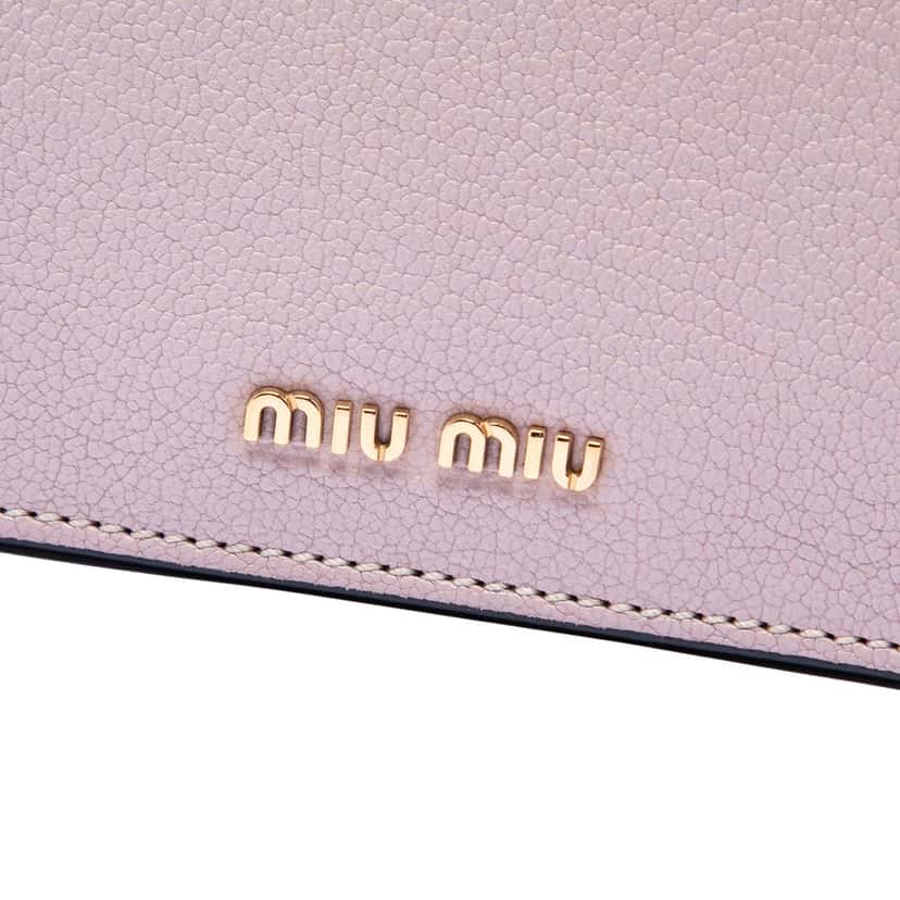 Miu Miu Goatskin Madras Soft Calf Crystal Embellished Crossbody Pink Leather Very good condition - Box View