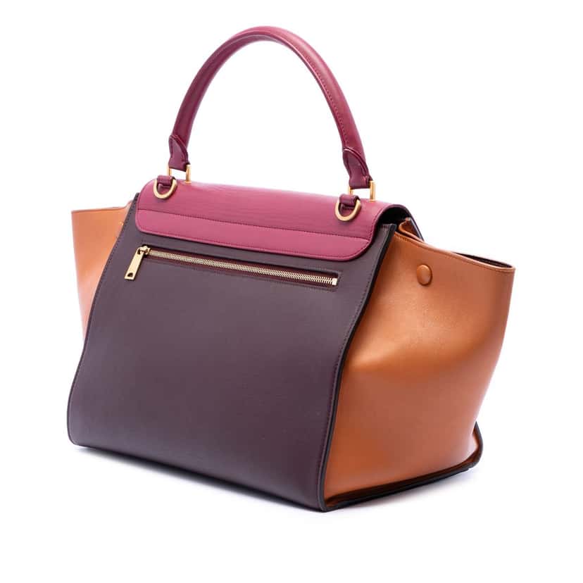 Celine Medium Tricolor Leather Trapeze Satchel Red Leather Very good condition - Back View
