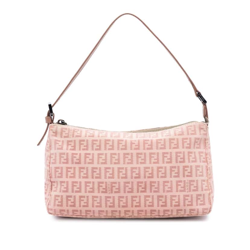 Fendi Zucchino Canvas Pochette Pink Very good condition - Front View