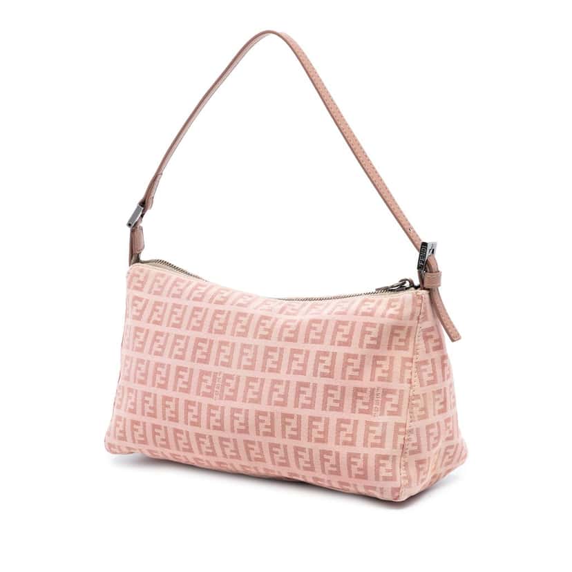 Fendi Zucchino Canvas Pochette Pink Very good condition - Back View