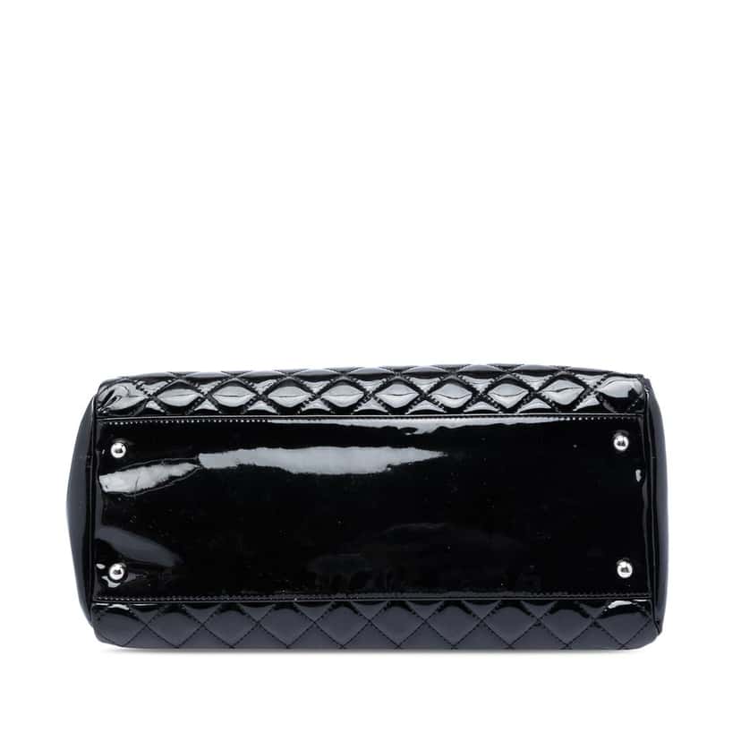 Chanel Large Quilted Patent Just Mademoiselle Bowling Bag Black Leather Very good condition - Inside View