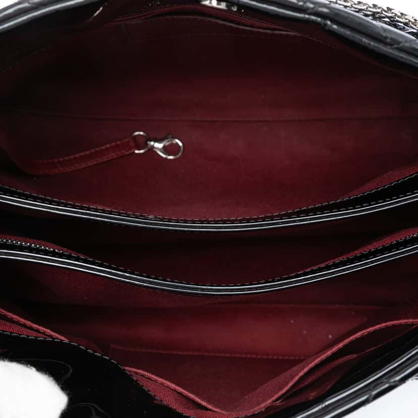 Chanel Large Quilted Patent Just Mademoiselle Bowling Bag Black Leather Very good condition - Model View