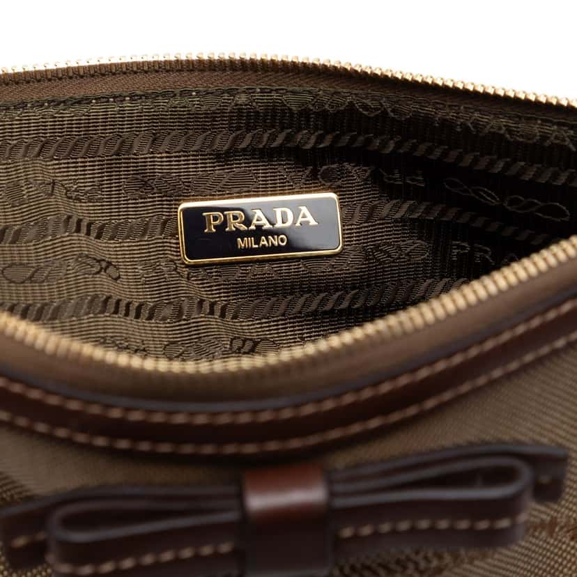 Prada Canvas Canapa Logo Bow Shoulder Bag Beige Very good condition - Box View