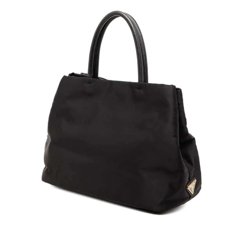 Prada Tessuto Canapa Logo Soft Calf Bow Satchel Black Very good condition - Back View