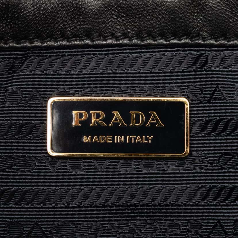 Prada Tessuto Canapa Logo Soft Calf Bow Satchel Black Very good condition - Box View