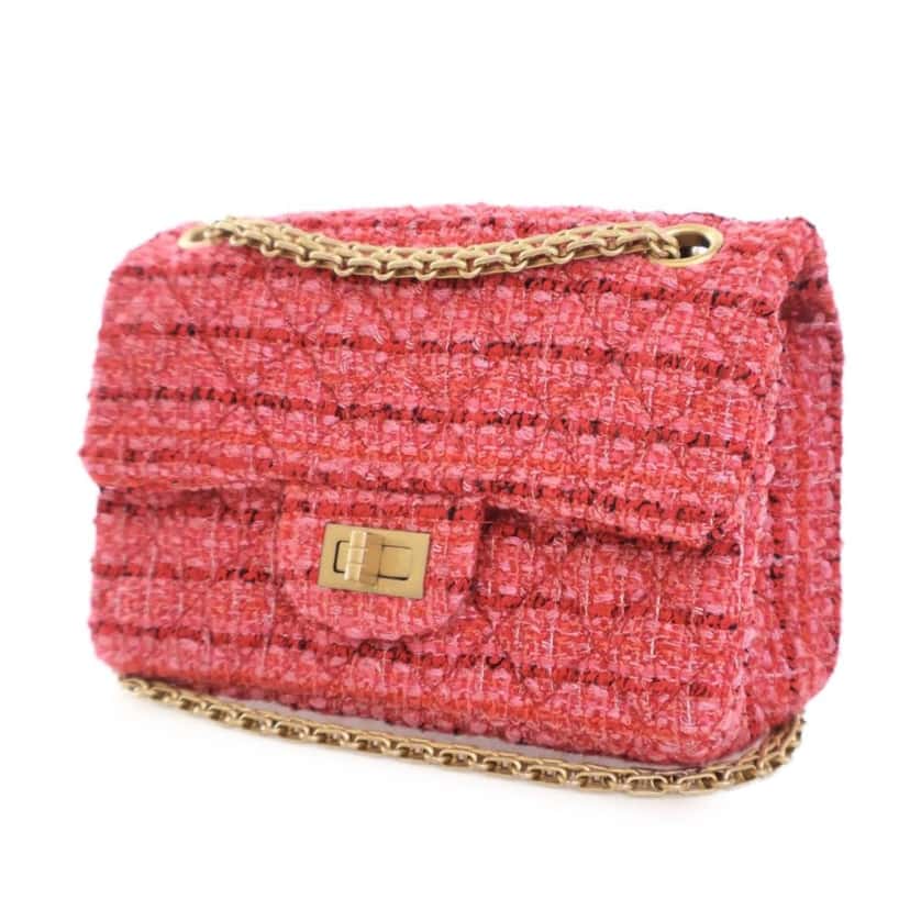 Chanel Mini Reissue 2.55 Tweed Single Flap 224 Pink Very good condition - Back View