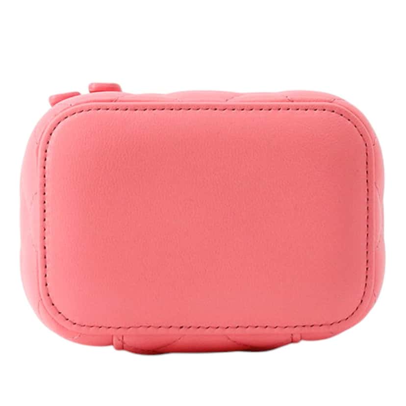 Chanel Mini Quilted Lambskin Pearl Crush Vanity Case With Chain Pink Leather Very good condition - Inside View
