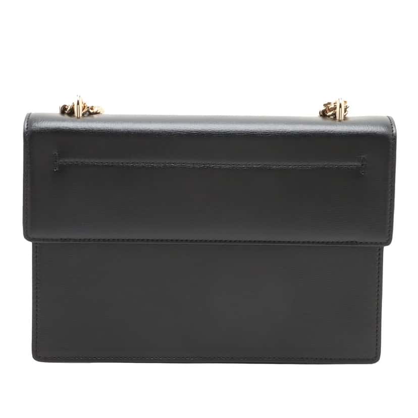 Ferragamo Leather Vara Bow Chain Crossbody Black Leather Very good condition - Back View