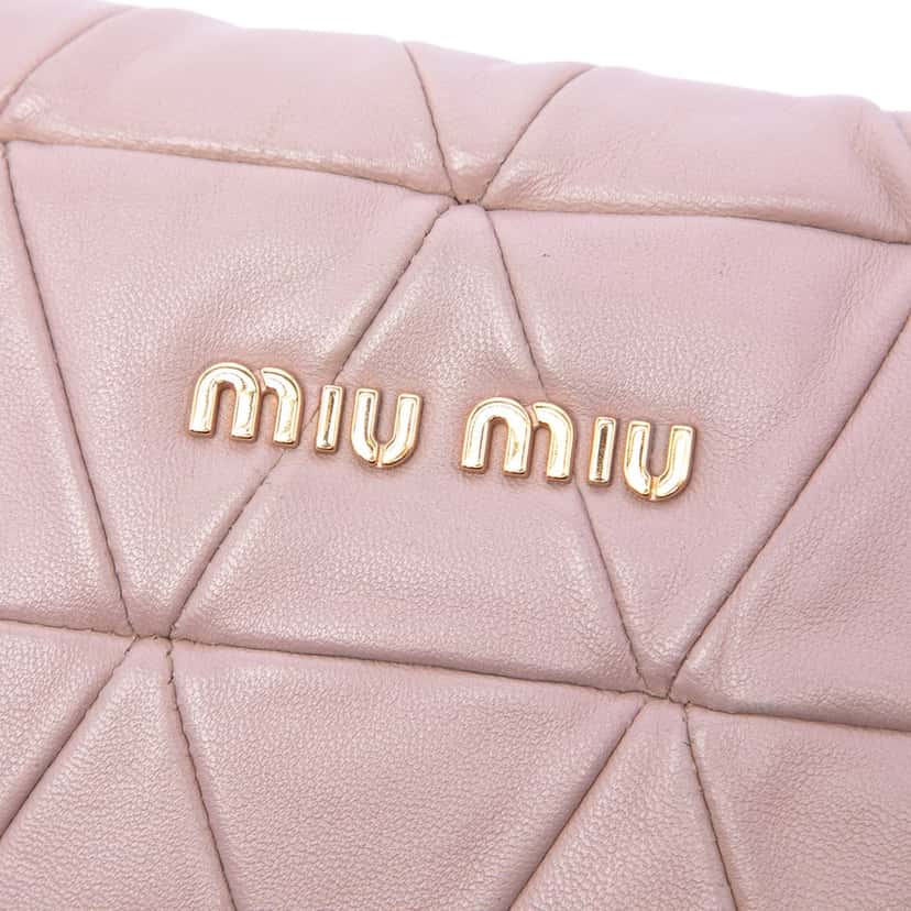 Miu Miu Studded Matelasse Nappa Shoulder Bag Pink Leather Very good condition - Box View