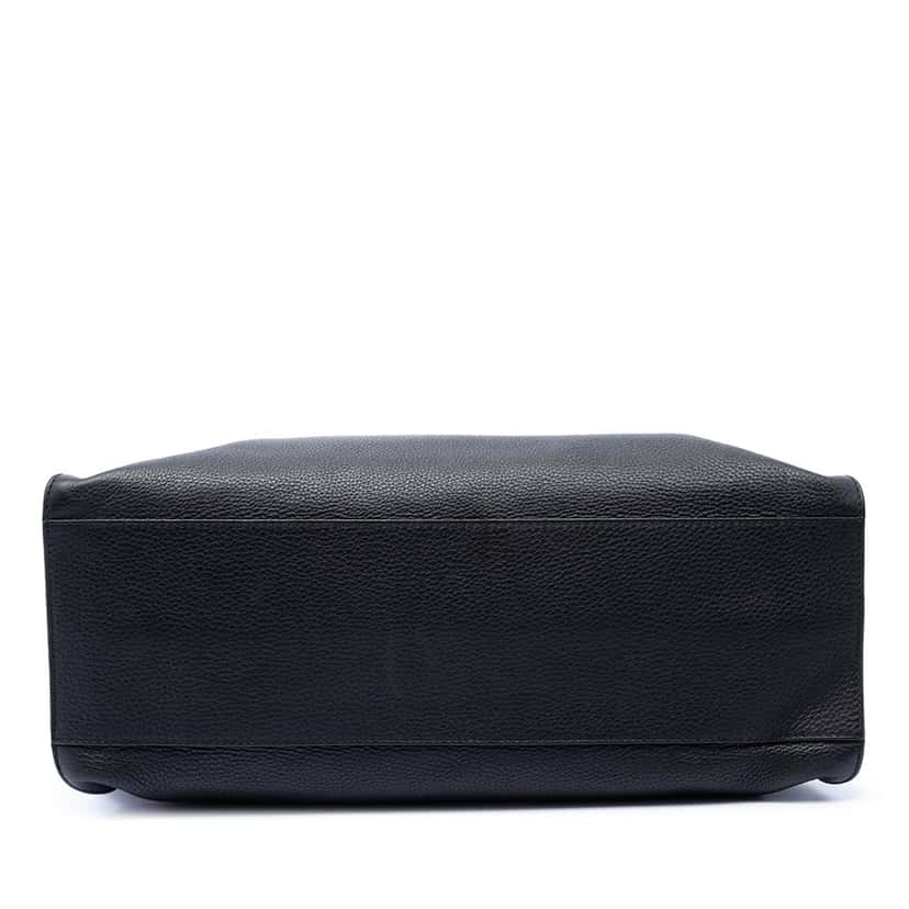 Gucci Medium Calfskin Bamboo Daily Shopper Satchel Black Leather Very good condition - Inside View