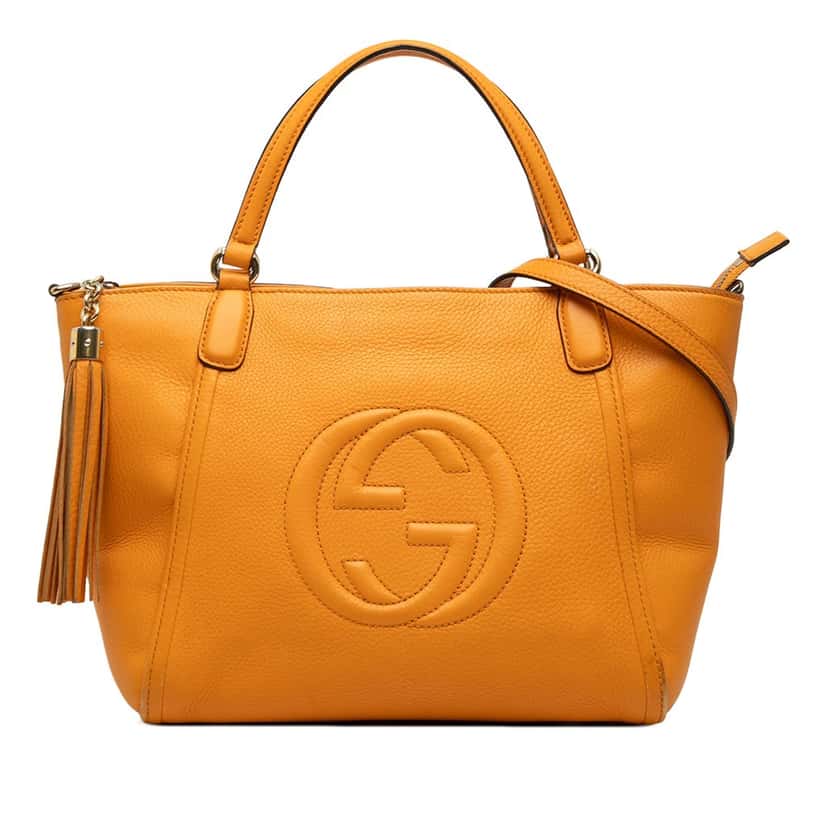 Gucci Small Calfskin Soho Cellarius Satchel Yellow Leather Very good condition - Front View