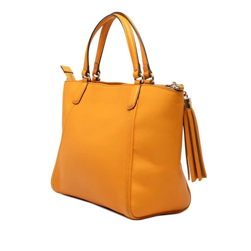 Gucci Small Calfskin Soho Cellarius Satchel Yellow Leather Very good condition - Back View