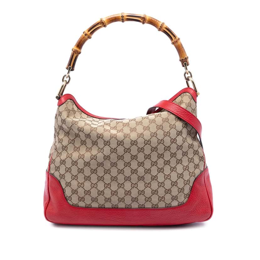 Gucci GG Canvas Bamboo Diana Satchel Beige Very good condition - Front View