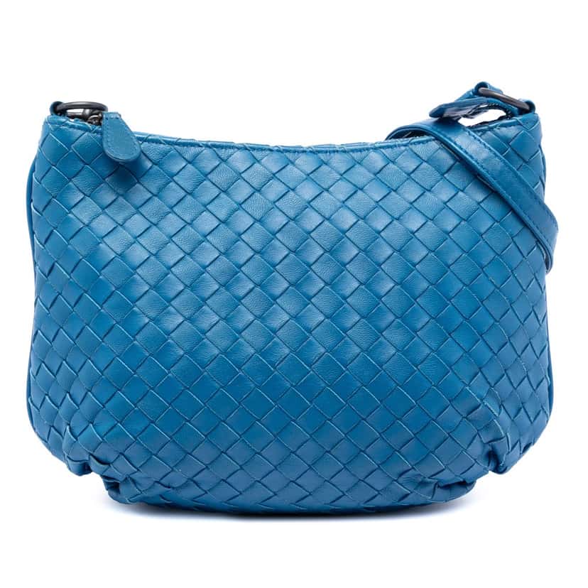 Bottega Veneta Nappa Intrecciato Crossbody Blue Leather Very good condition - Front View