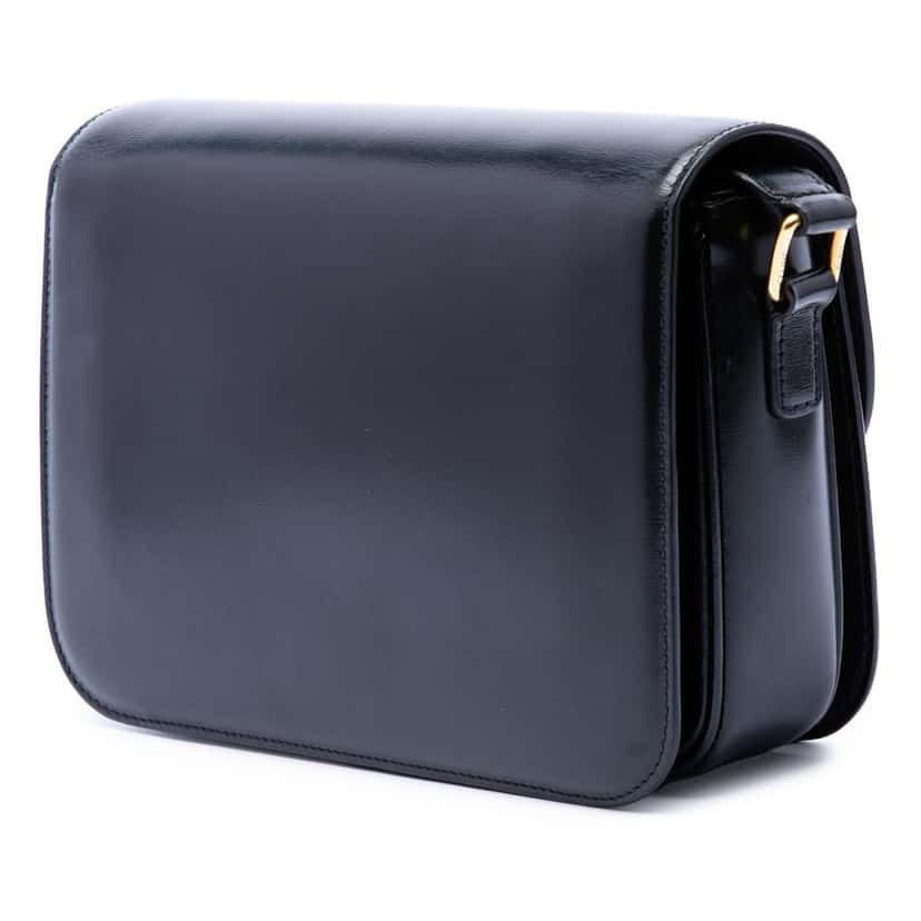 Celine Classique Shiny Calfskin Triomphe Crossbody Black Leather Very good condition - Back View