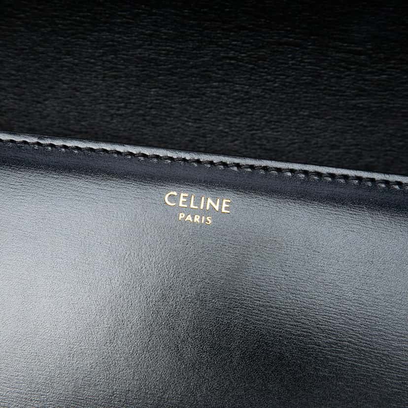 Celine Classique Shiny Calfskin Triomphe Crossbody Black Leather Very good condition - Box View
