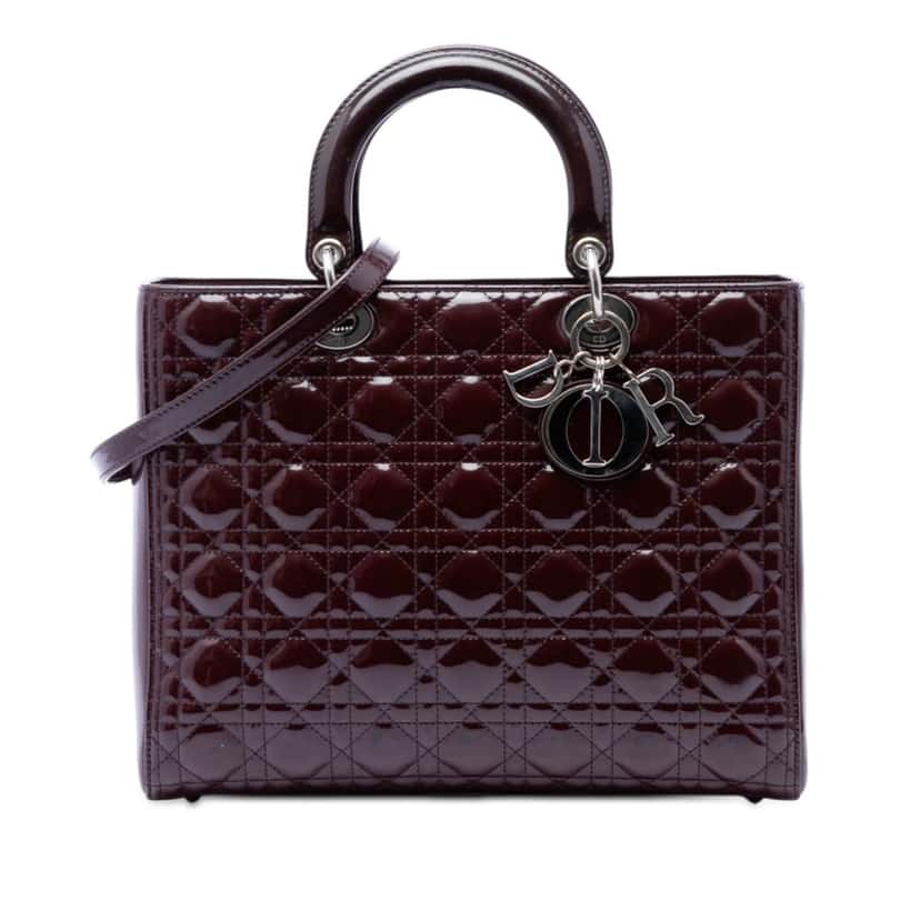 Dior Large Patent Cannage Lady Dior Red Leather Very good condition - Front View