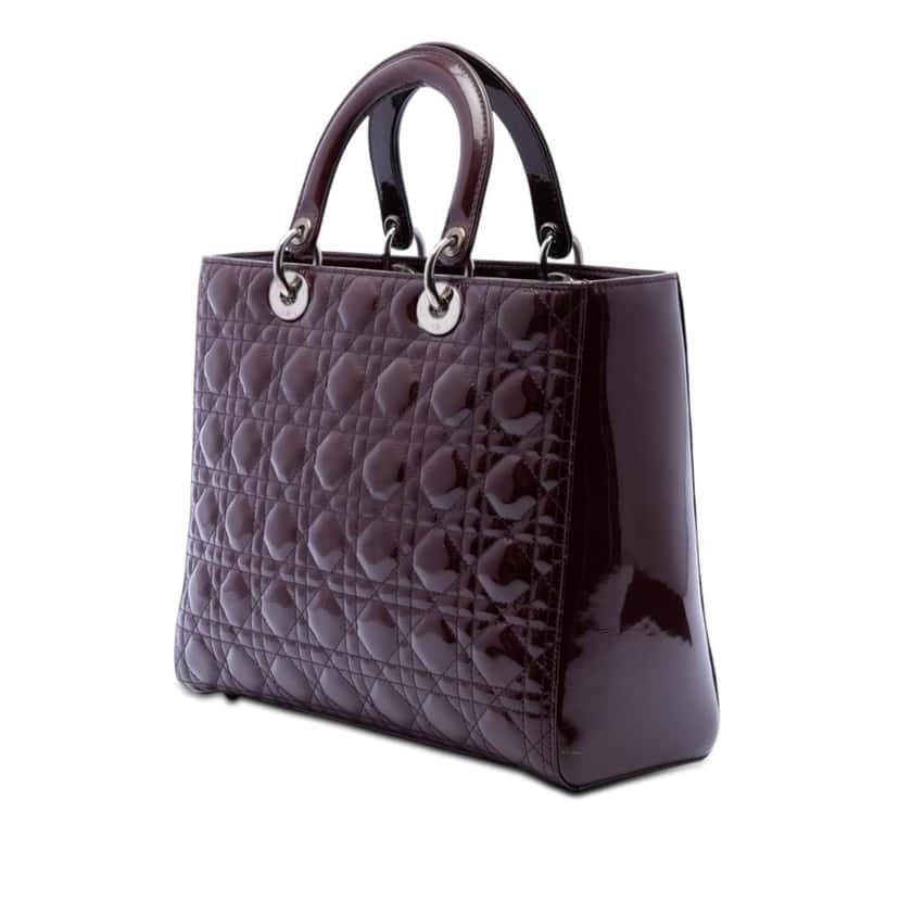Dior Large Patent Cannage Lady Dior Red Leather Very good condition - Back View