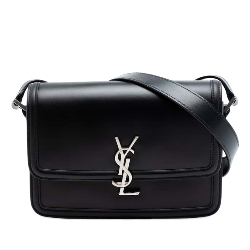 Saint Laurent Medium Calfskin Solferino Satchel In Box Black Leather Very good condition - Front View