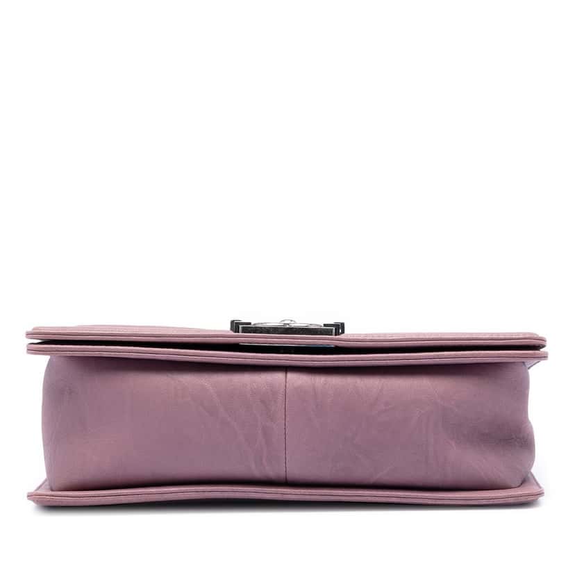 Chanel Old Medium Quilted Crumpled Calfskin Studded Boy Flap Pink Leather Very good condition - Inside View