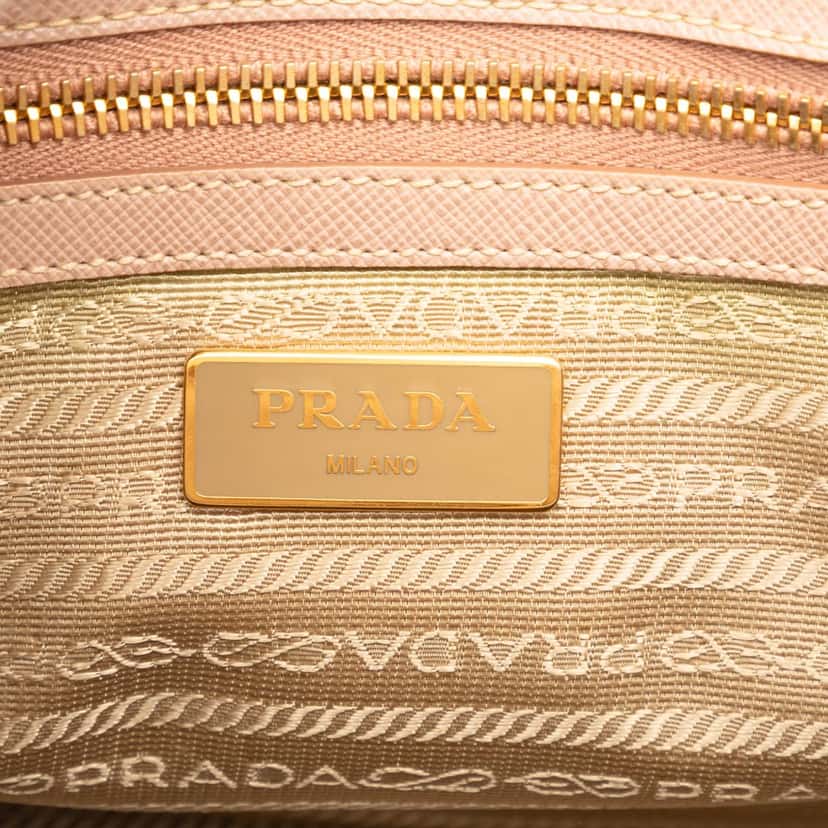 Prada Small Saffiano Lux Galleria Double Zip Tote Brown Leather Very good condition - Box View