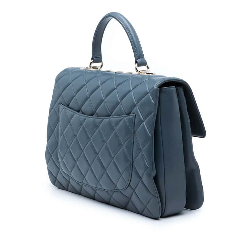 Chanel Large Lambskin Trendy CC Top Handle Flap Blue Leather Very good condition - Back View