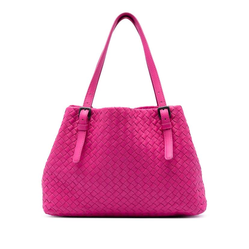 Bottega Veneta Medium Nappa Intrecciato Cesta Tote Pink Leather Very good condition - Front View