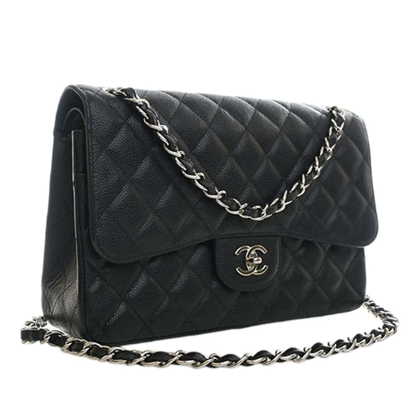 Chanel Jumbo Classic Caviar Double Flap Black Leather Very good condition - Inside View
