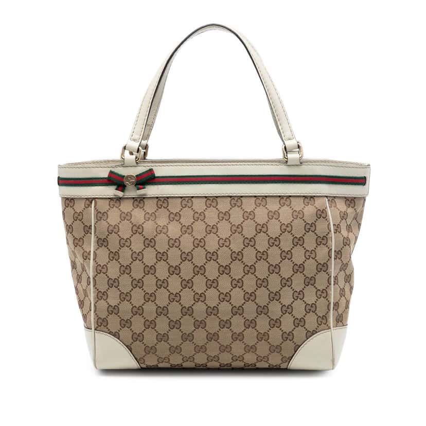 Gucci GG Canvas Web Mayfair Tote Beige Very good condition - Front View