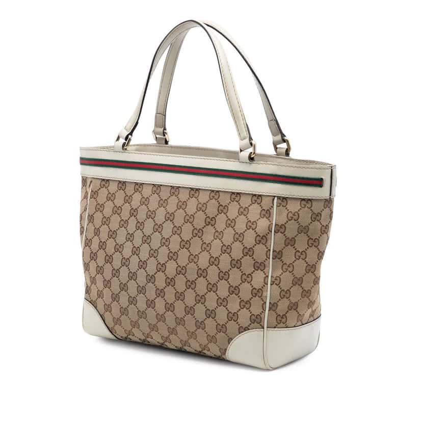 Gucci GG Canvas Web Mayfair Tote Beige Very good condition - Back View