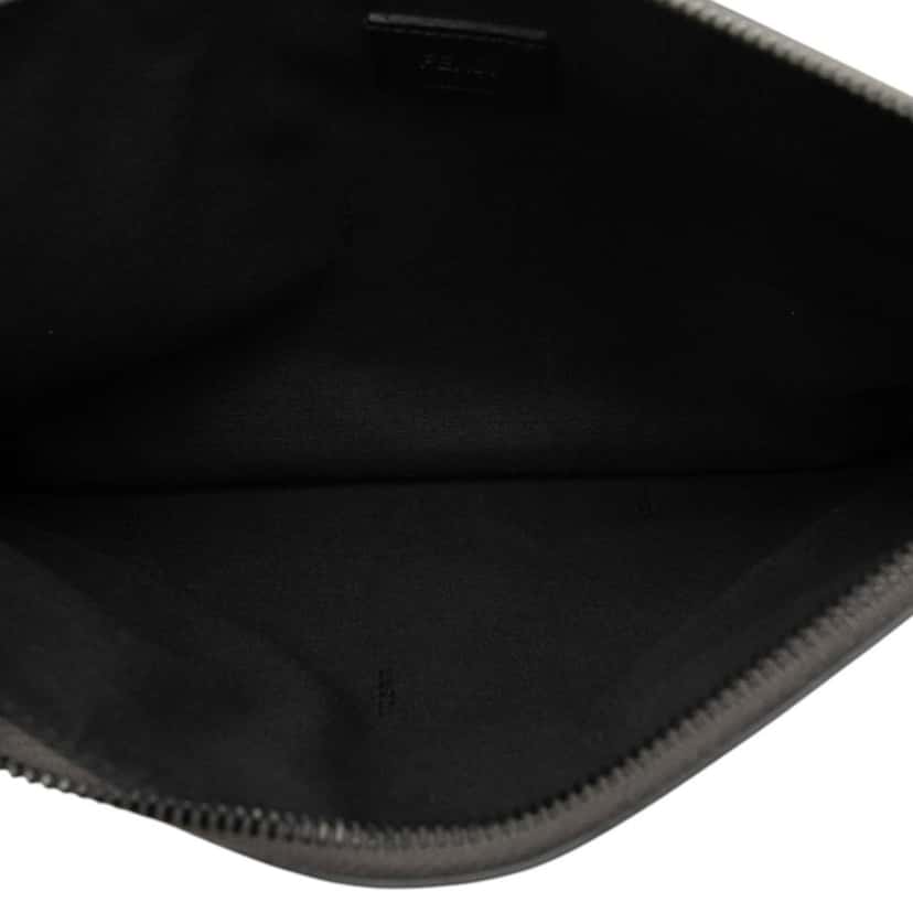 Fendi Leather Monster Eyes Zip Clutch Black Leather Very good condition - Model View