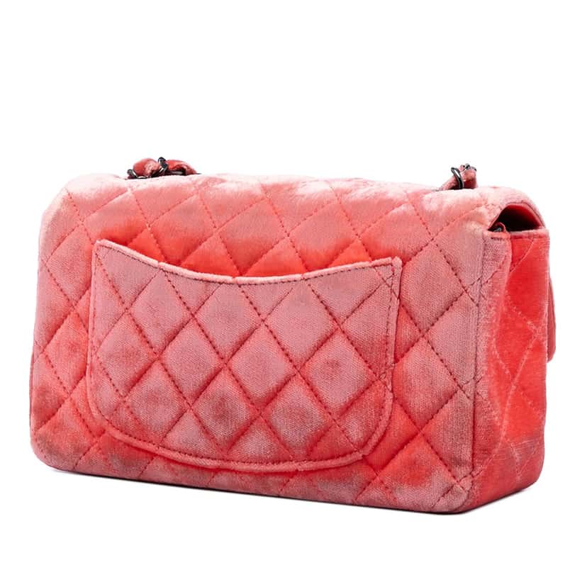 Chanel Mini Rectangular Classic Velvet Single Flap Orange Very good condition - Back View