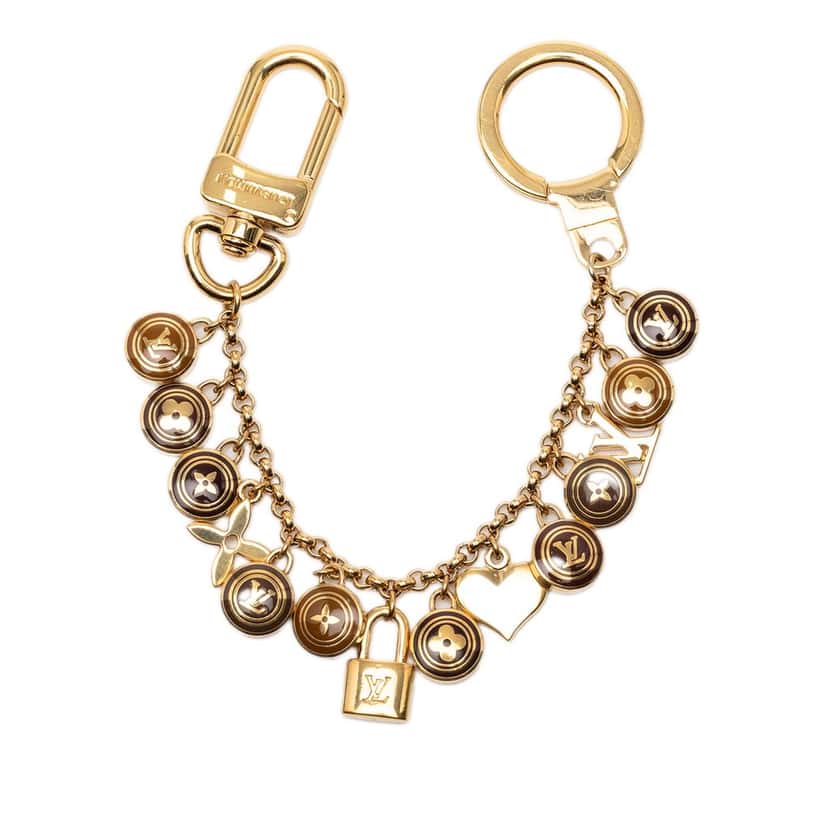 Louis Vuitton Gold Plated and Enamel Pastilles Key Chain and Bag Charm Gold Metal Very good condition - Back View
