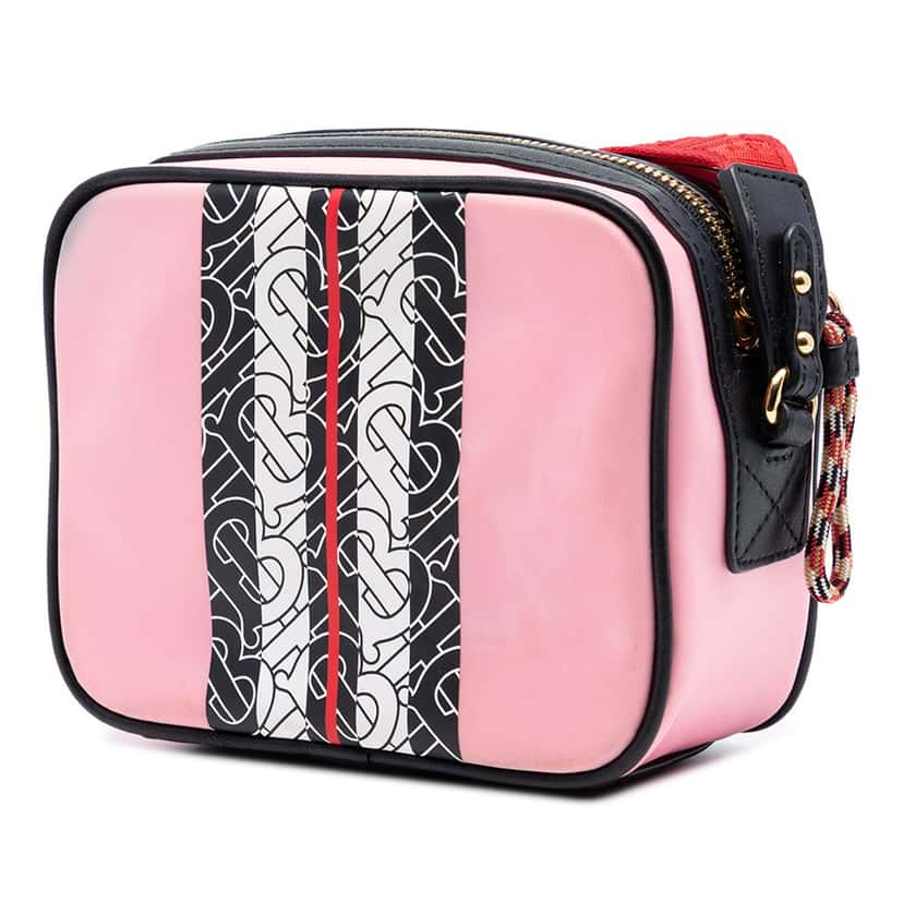 Burberry TB Monogram Nylon Stripe Kids Camera Bag Pink Very good condition - Back View