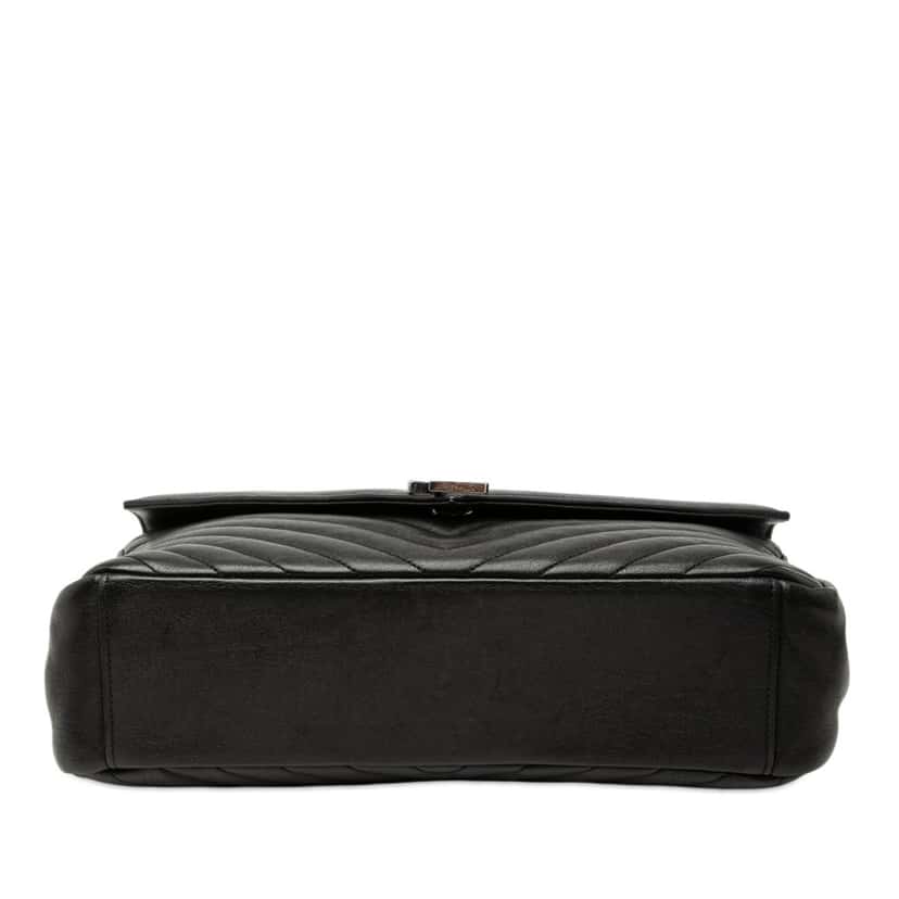 Saint Laurent Large Chevron Sheepskin Monogram College Satchel Black Leather Very good condition - Inside View