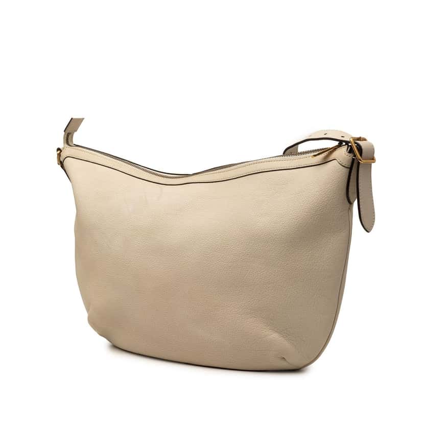 Gucci Leather Logo Half Moon Crossbody Beige Leather Very good condition - Back View