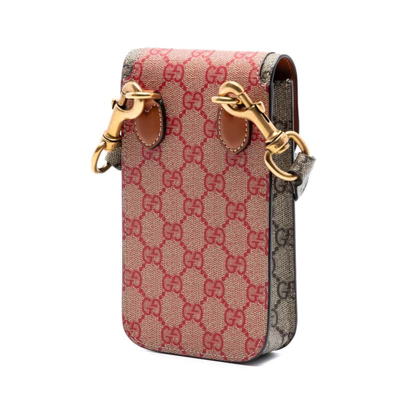 Gucci Dans Le Vert GG Supreme Web Phone Holder Crossbody Red Very good condition - Back View
