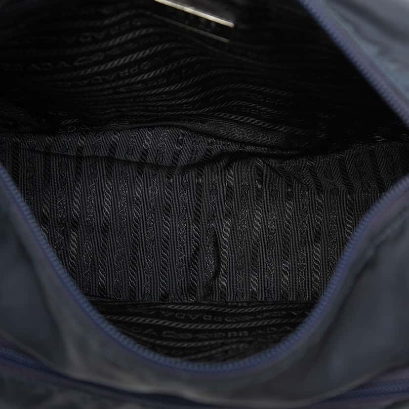 Prada Tessuto Zip Double Buckle Messenger Bag Blue Very good condition - Model View