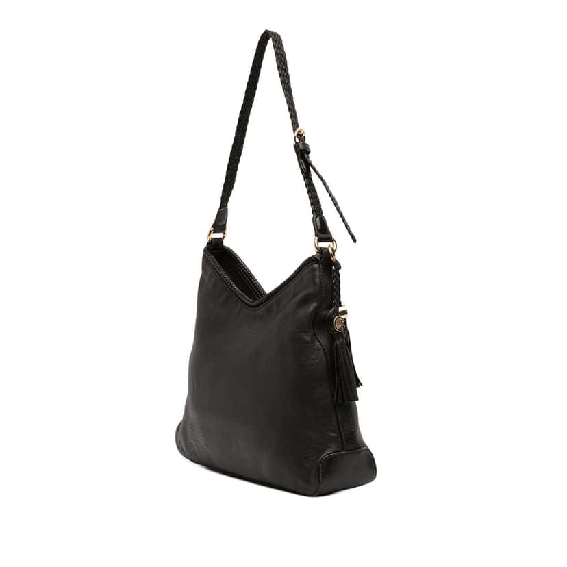 Gucci Leather Marrakech Shoulder Bag Black Leather Very good condition - Back View