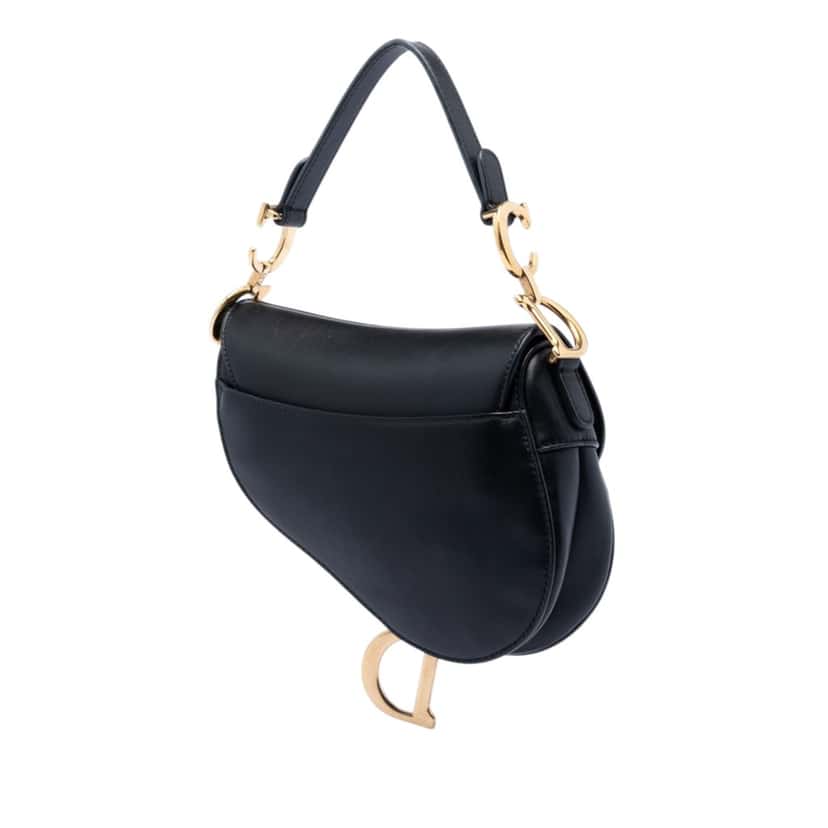 Dior Mini Smooth Calfskin Saddle Bag Black Leather Very good condition - Back View