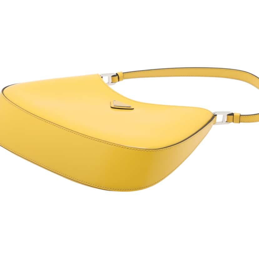 Prada Brushed Leather Cleo Shoulder Bag Yellow Leather Very good condition - Model View