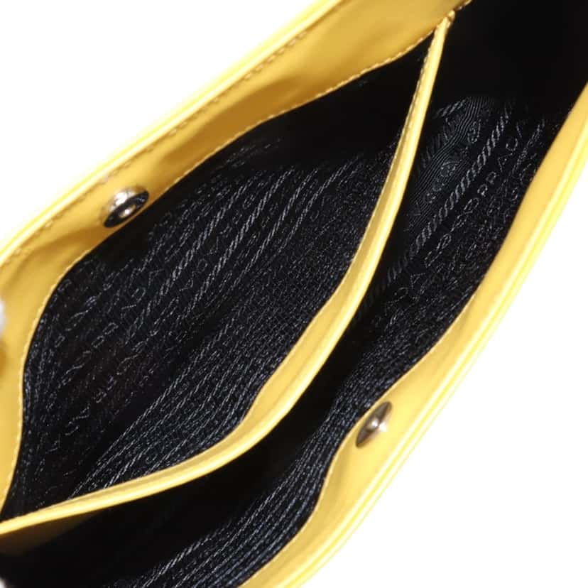 Prada Brushed Leather Cleo Shoulder Bag Yellow Leather Very good condition - Box View