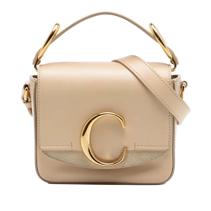 Chloé Mini Calfskin C Satchel Beige Leather Very good condition - Front View
